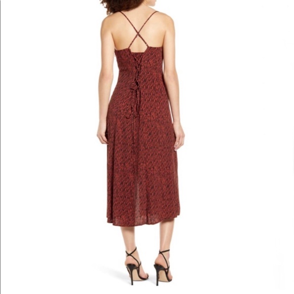 Nordstrom Leith Slinky Square Neck Strappy Midi Dress with side slit - Picture 4 of 6